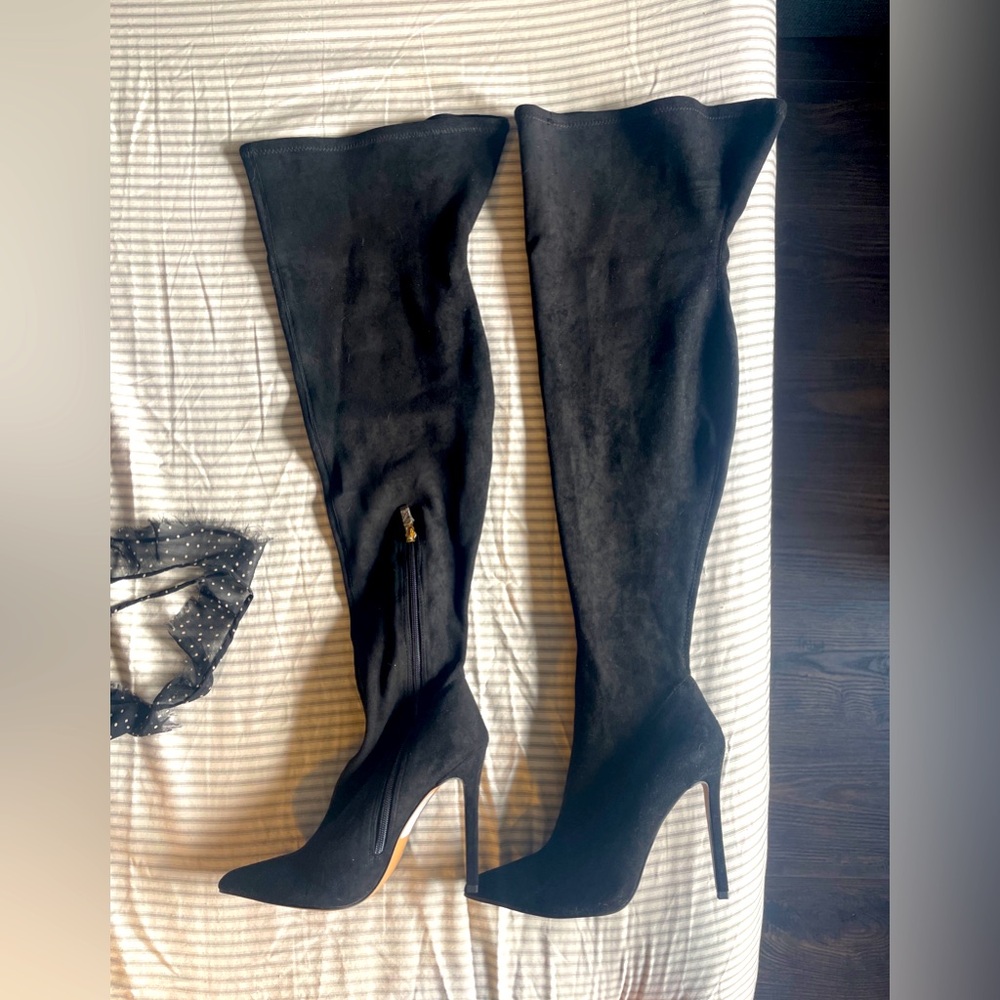 Tall- Wide leg Asos Black Boots: stiletto heel